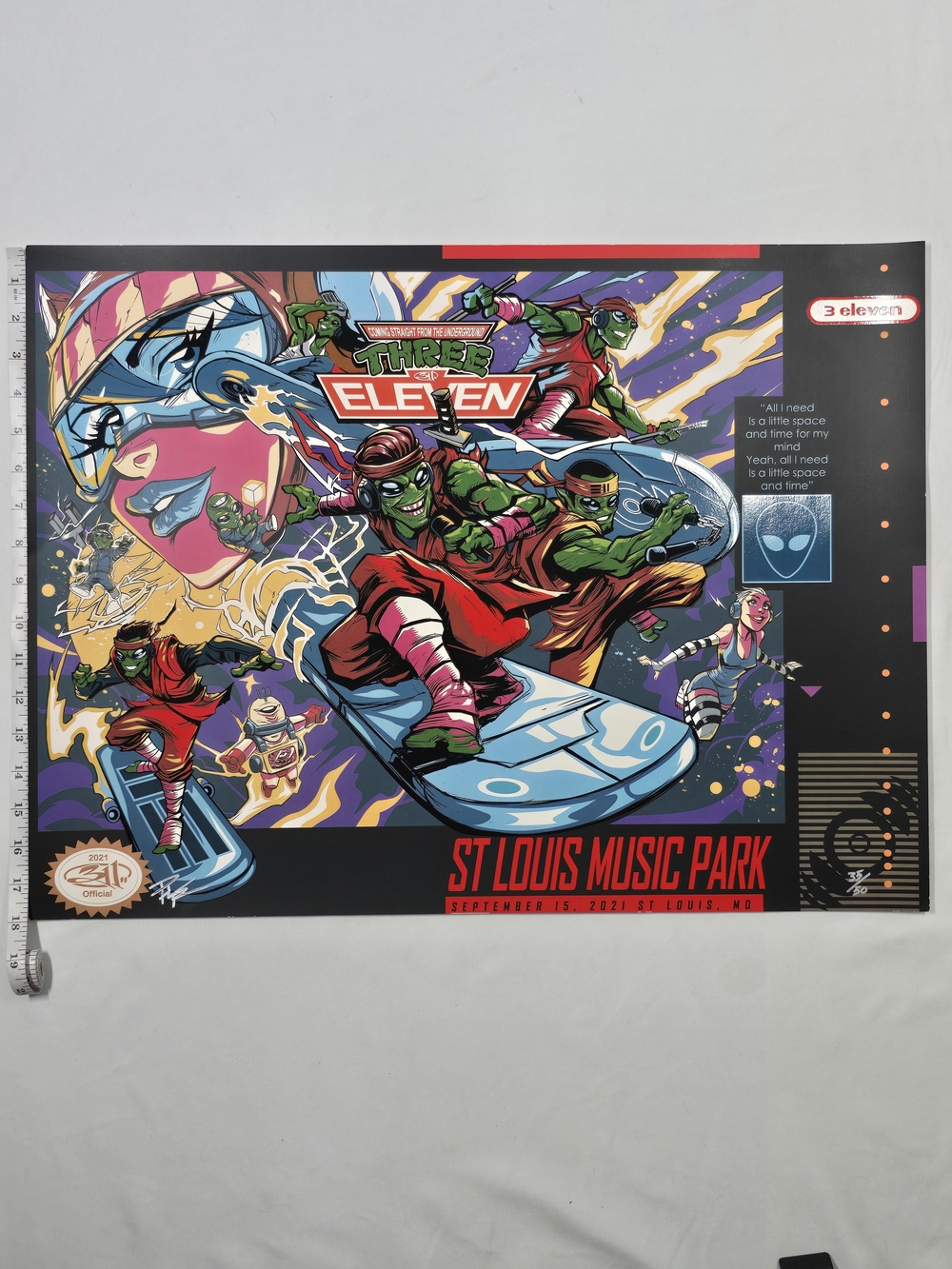 Official 311 2021 St. Louis Music Park Tour Poster Ninja Turtles Mashup Limited